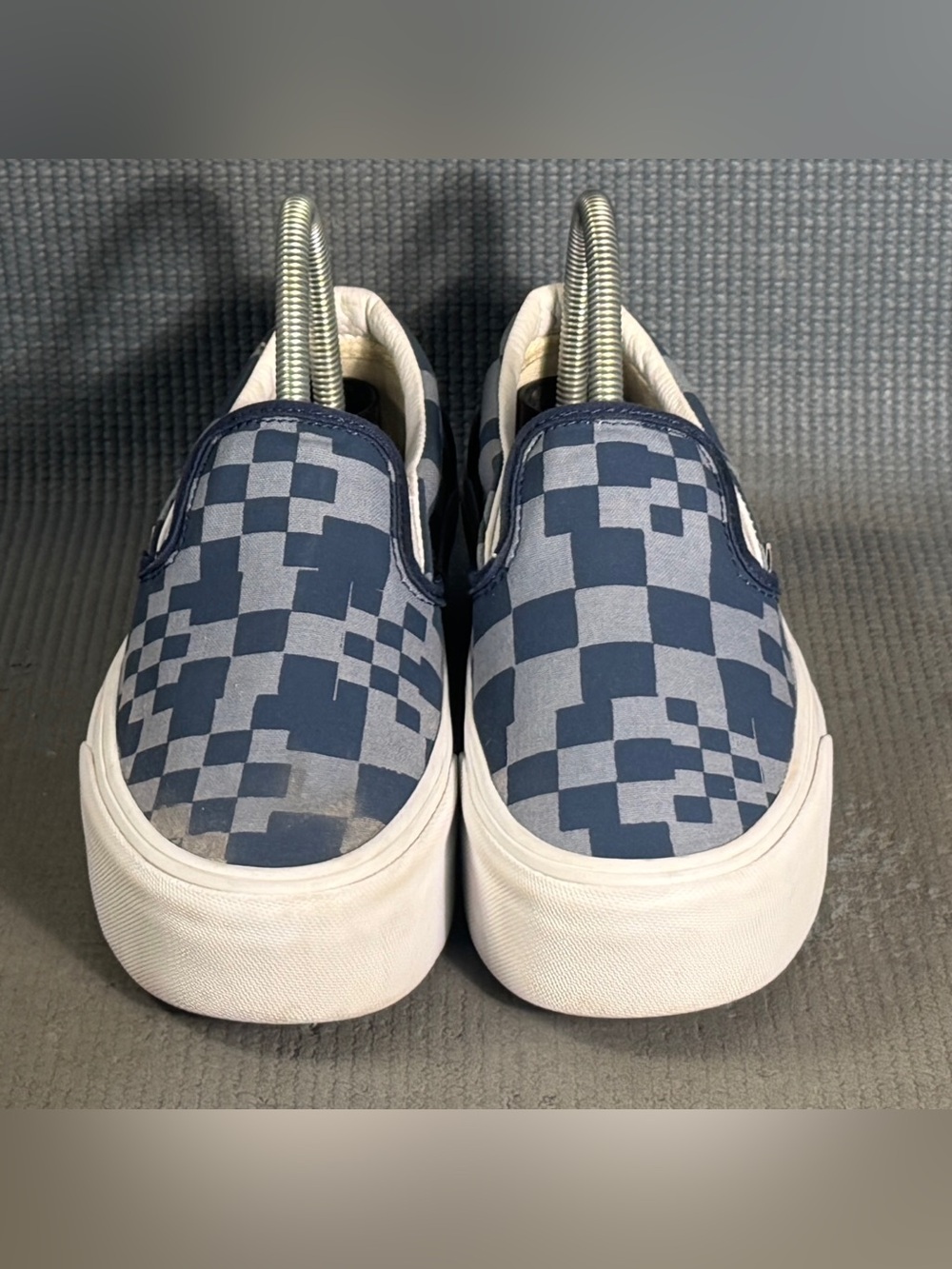 Vans Classic Slip-On Stackform Platform Blue Checker Sneakers Women’s Size 7.5 - Picture 3 of 10
